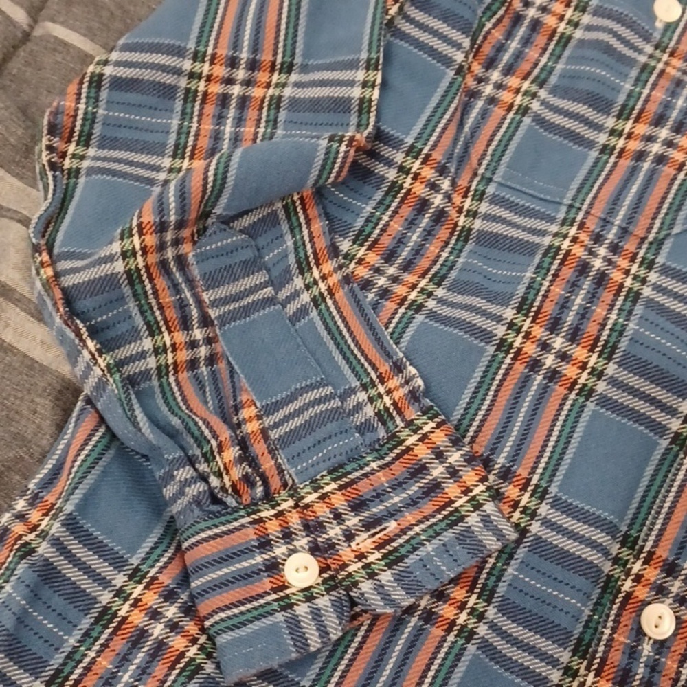 Polo Ralph Lauren Men's Small Blue Plaid Flannel Long Sleeve Button Down Shirt - Picture 4 of 5